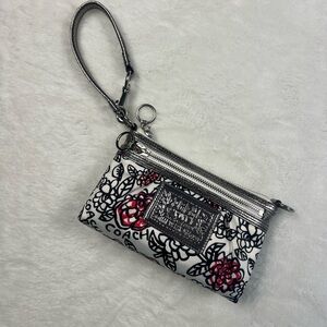 Coach White and Pink Floral Wristlet / Purse